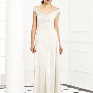 Dessy 6667...Full length Chiffon Dress...Ivory